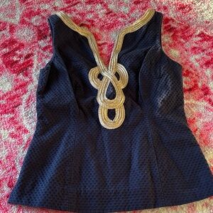 Lilly Pulitzer Midnight Blue Top with Gold Accents